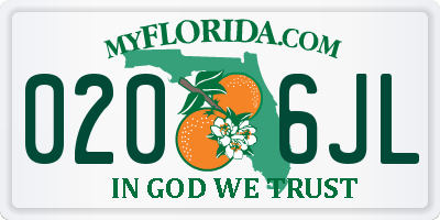 FL license plate 0206JL