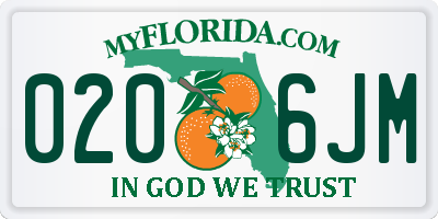 FL license plate 0206JM