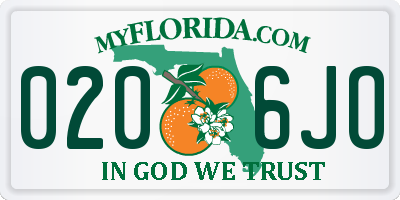 FL license plate 0206JO