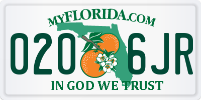 FL license plate 0206JR