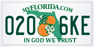 FL license plate 0206KE