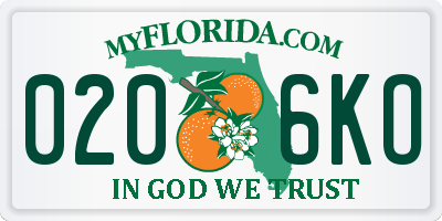 FL license plate 0206KO