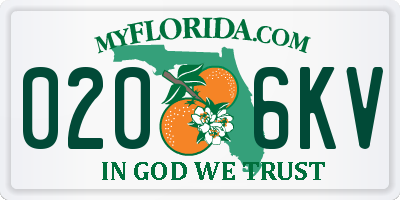 FL license plate 0206KV