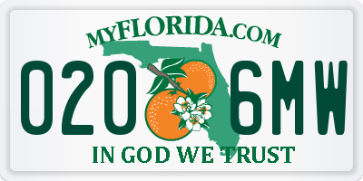 FL license plate 0206MW