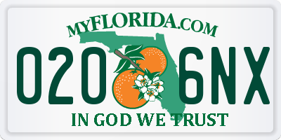 FL license plate 0206NX