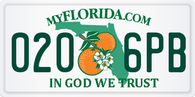 FL license plate 0206PB