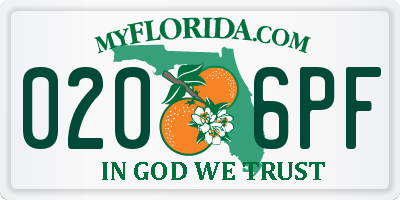 FL license plate 0206PF