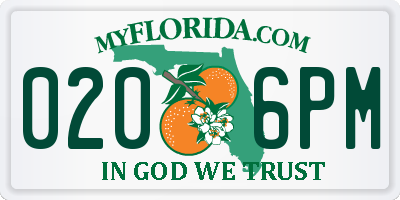 FL license plate 0206PM