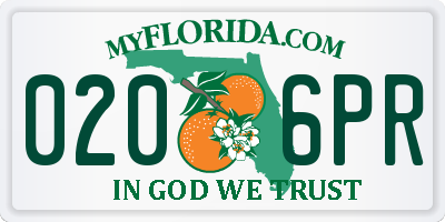 FL license plate 0206PR