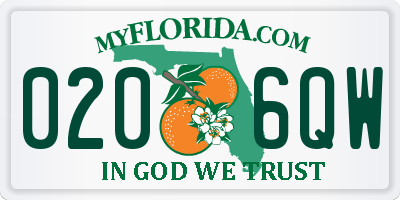 FL license plate 0206QW