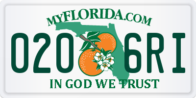 FL license plate 0206RI