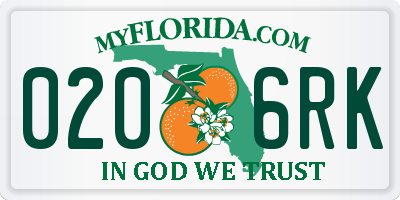 FL license plate 0206RK