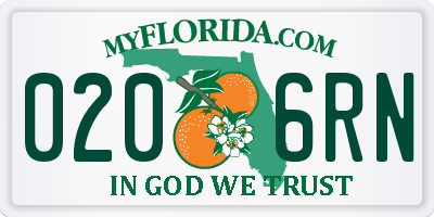 FL license plate 0206RN