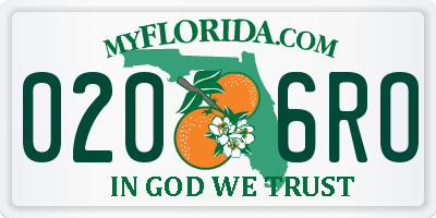 FL license plate 0206RO