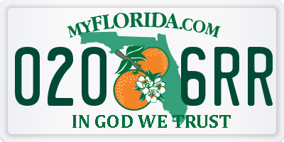 FL license plate 0206RR