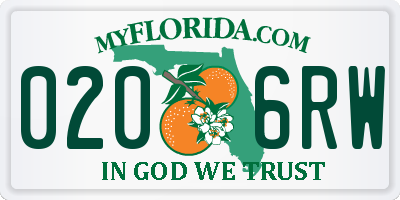 FL license plate 0206RW