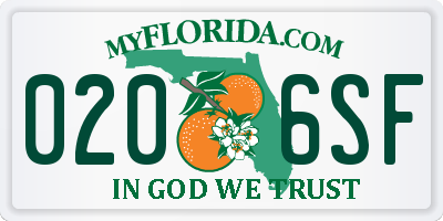 FL license plate 0206SF