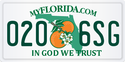 FL license plate 0206SG