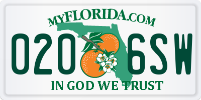 FL license plate 0206SW