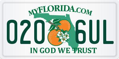 FL license plate 0206UL