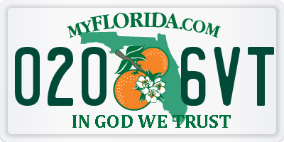 FL license plate 0206VT