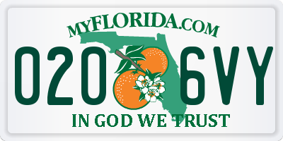 FL license plate 0206VY