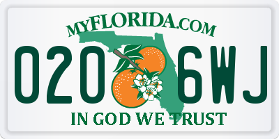FL license plate 0206WJ
