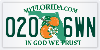 FL license plate 0206WN