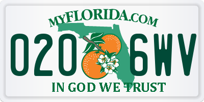 FL license plate 0206WV