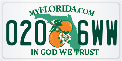 FL license plate 0206WW