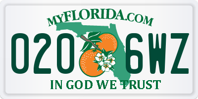 FL license plate 0206WZ