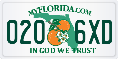 FL license plate 0206XD