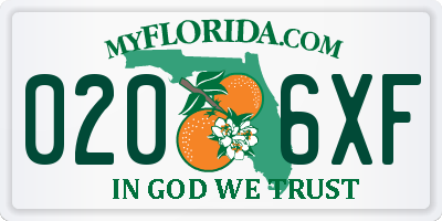 FL license plate 0206XF