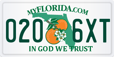 FL license plate 0206XT