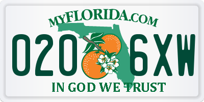 FL license plate 0206XW