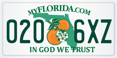 FL license plate 0206XZ