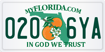 FL license plate 0206YA