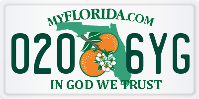 FL license plate 0206YG