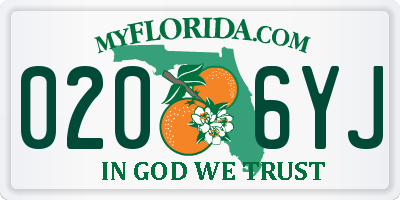 FL license plate 0206YJ
