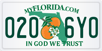 FL license plate 0206YO