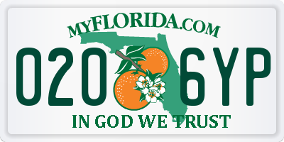 FL license plate 0206YP
