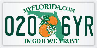 FL license plate 0206YR
