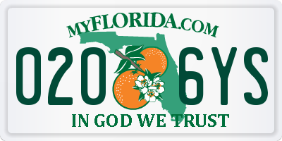 FL license plate 0206YS