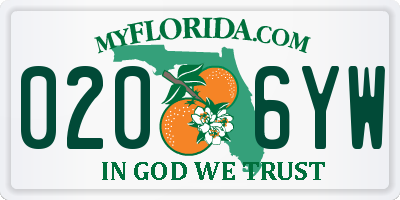 FL license plate 0206YW