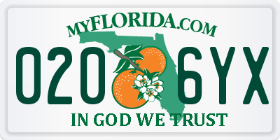 FL license plate 0206YX