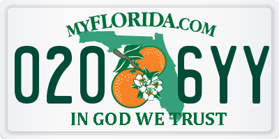FL license plate 0206YY