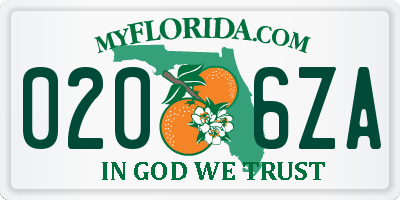 FL license plate 0206ZA