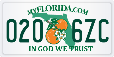 FL license plate 0206ZC
