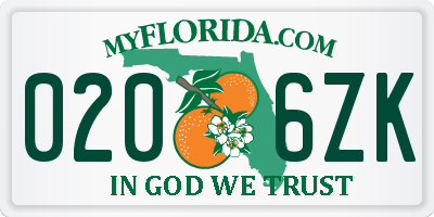 FL license plate 0206ZK