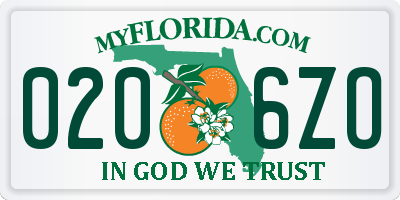 FL license plate 0206ZO